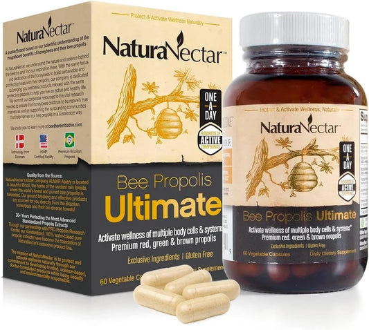 Bee Propolis Ultimate Vegetable Capsules Daily Dietary Supplements, 60 Count