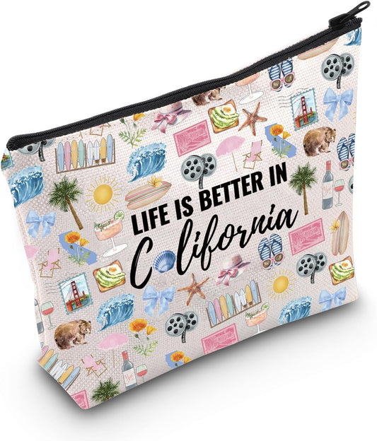 California Vacation Gift California Gift for Women Life Is Better in California Makeup Bag California Souvenirs (Better in California)