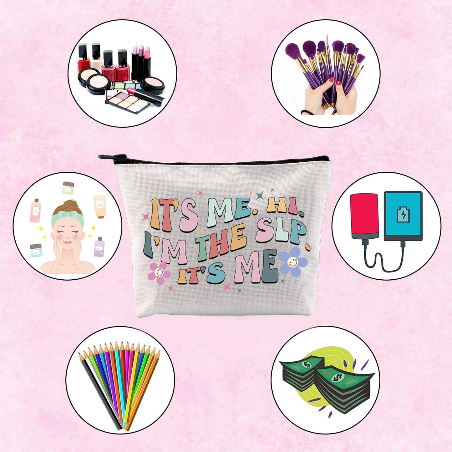 Slp Cosmetic Bag Gift It’S Me,Hi I’M the Slp It’S Me Zipper Pouch Bag with Slp Appreciation Gift (SLP)