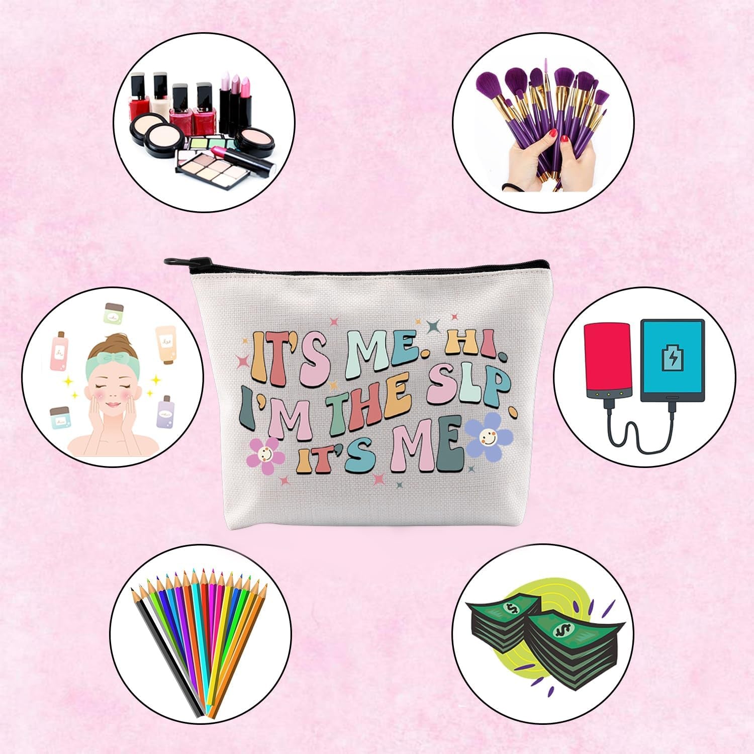 Slp Cosmetic Bag Gift It’S Me,Hi I’M the Slp It’S Me Zipper Pouch Bag with Slp Appreciation Gift (SLP)