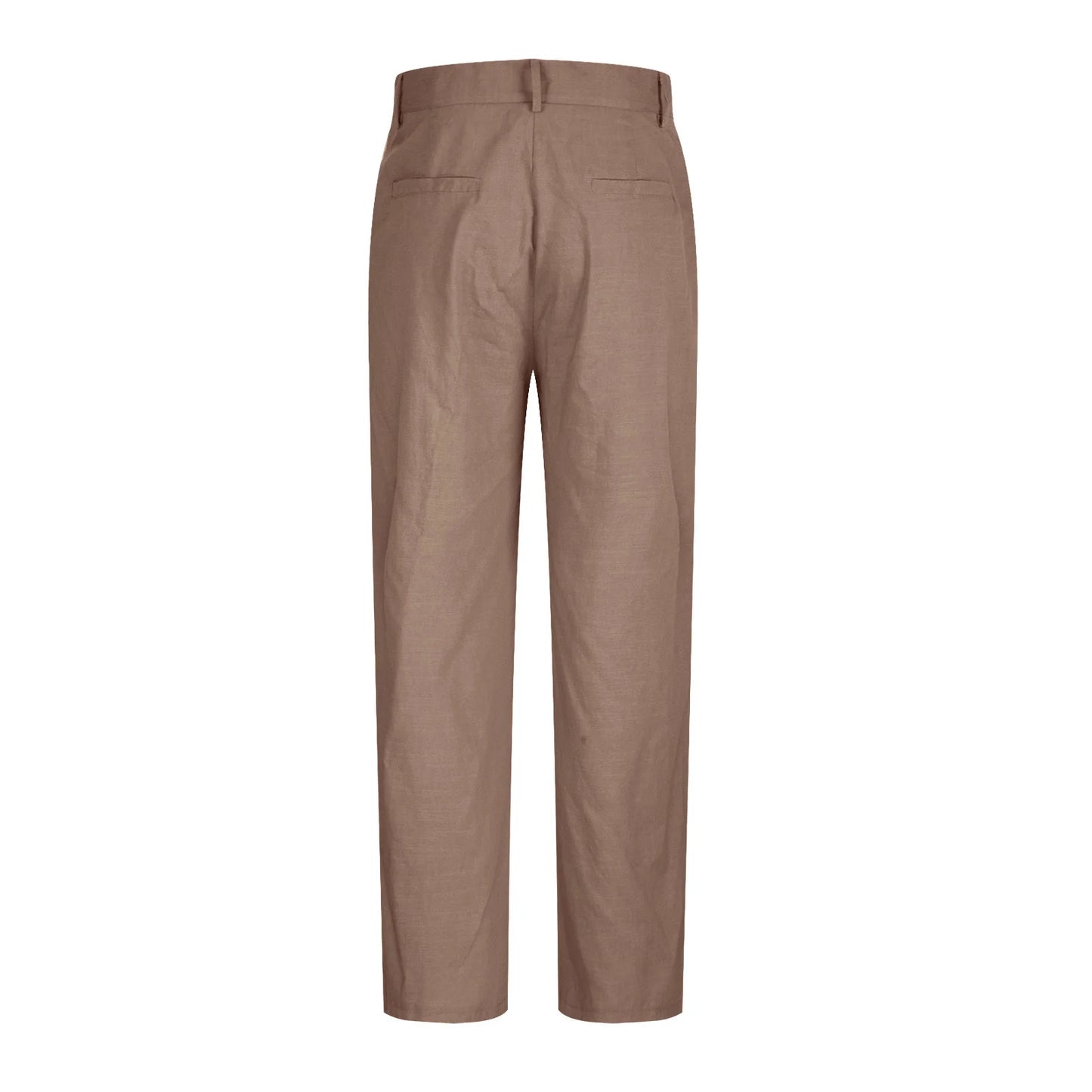 Cotton Linen Pants for Men Pleated Front Trouser Straight Leg Suit Trousers Solid Color Office Trouser Lightweight Linen Pant