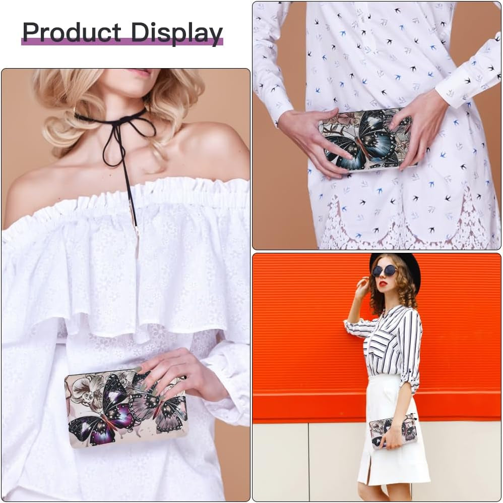 Cosmetic Bag 2PCS, Butterflies Print Makeup Bag Organizer Pouch Waterproof Cosmetic Toiletry Bag for Women Storage Travel Accessories Favors