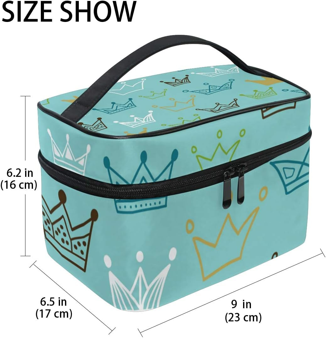 Makeup Train Cases Crowns Travel Cosmetic Bag Portable Artist Storage Bag Organizer for Womens