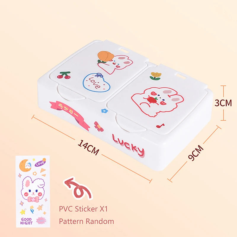 Kawaii Cartoon Desk Organizer Box Button Cosmetics Storage Box with Lid Mini Jewelry Organizer Cosmetics Makeup Container