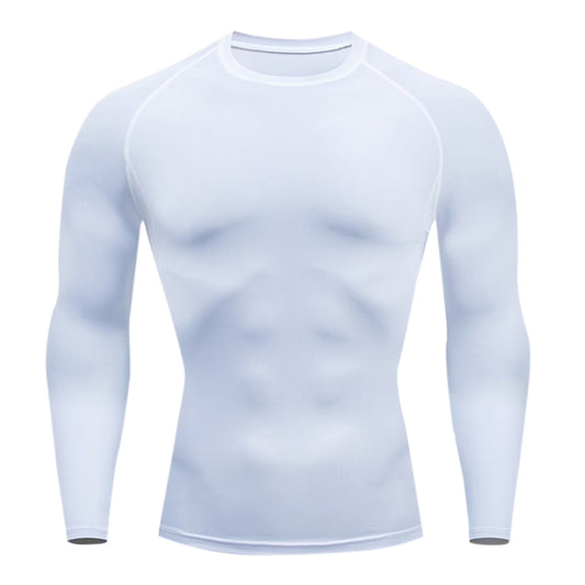 Athletic Workout Shirts for Men, Mens Fitness Long Sleeve Running Sports T Shirt Men Thermal Muscle Athletic Gym Compression Clothes Compression Shirt Men, Mens Shirts White M