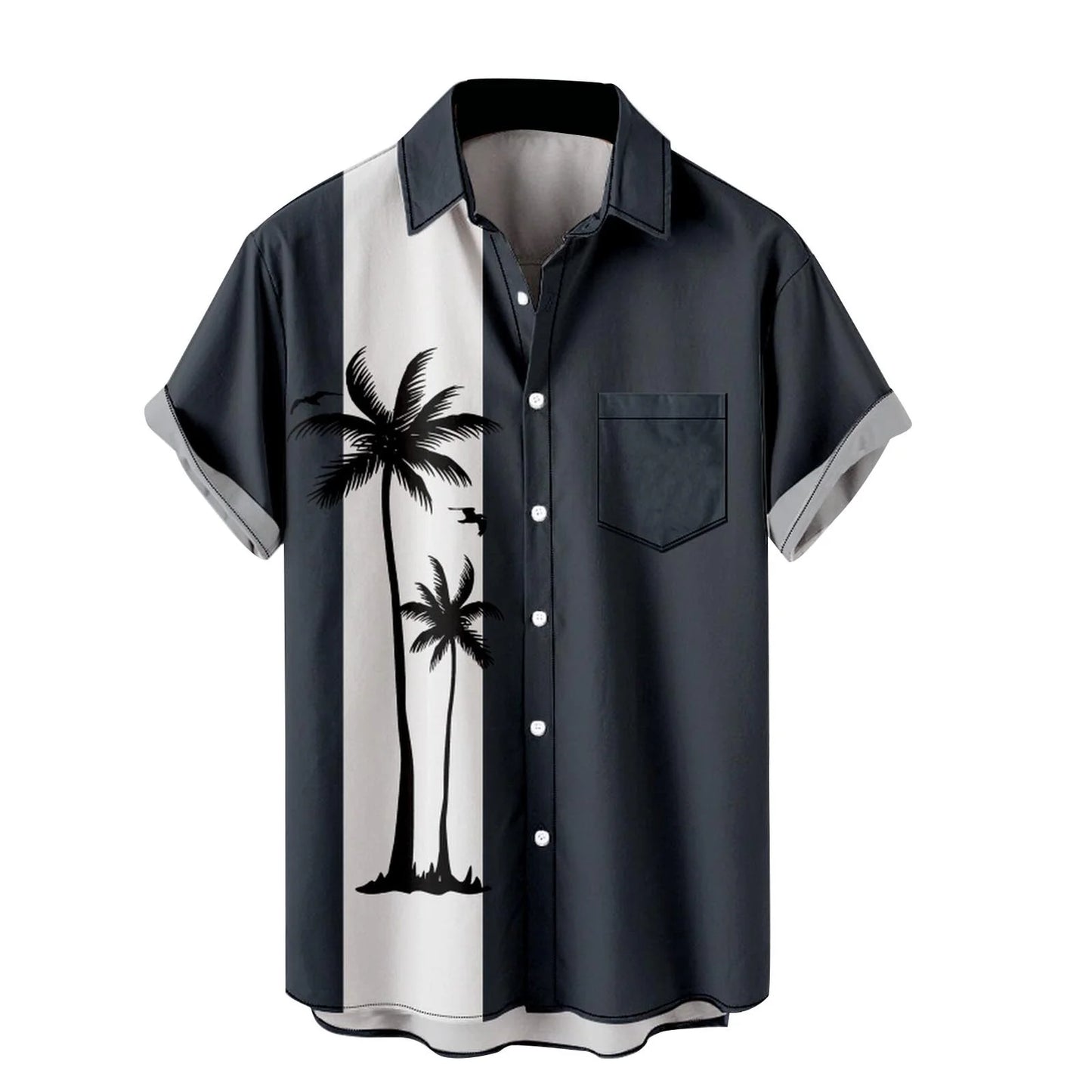 Oversized T Shirts for Men Men'S Summer Trendy Hawaiian Style Short Sleeve Casual Shirts Mens Shirts T Shirts for Men Fashion Mens Shirts Navy,L