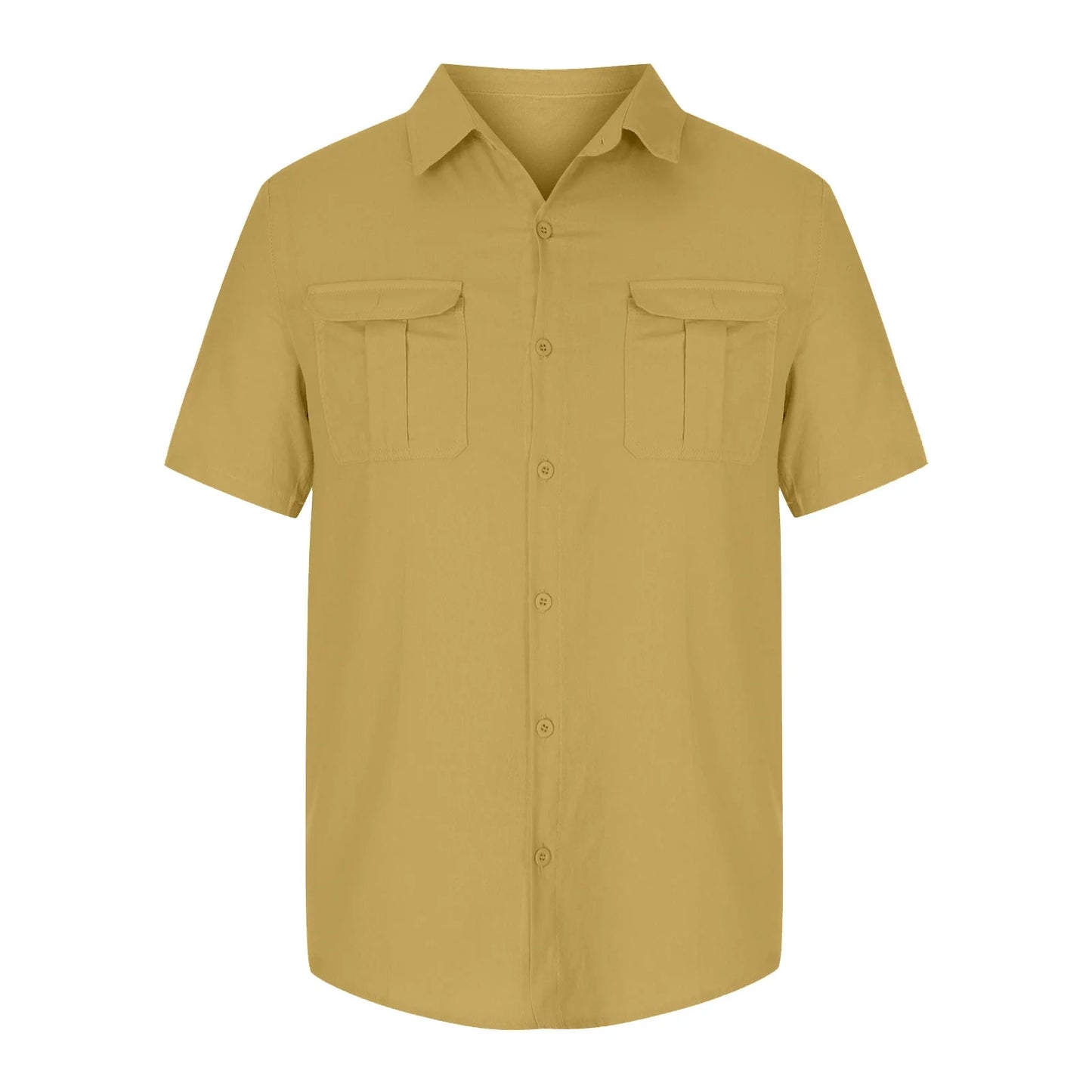 Mens Short Sleeve Classic Shirts Fishing Casual Regular-Fit Button-Up Collared Plaid Double Pocket Dress Shirt Top Tees Blouses Men Short Sleeve Shirts Button up Clearance Beach Wedding Shirt M-5XL