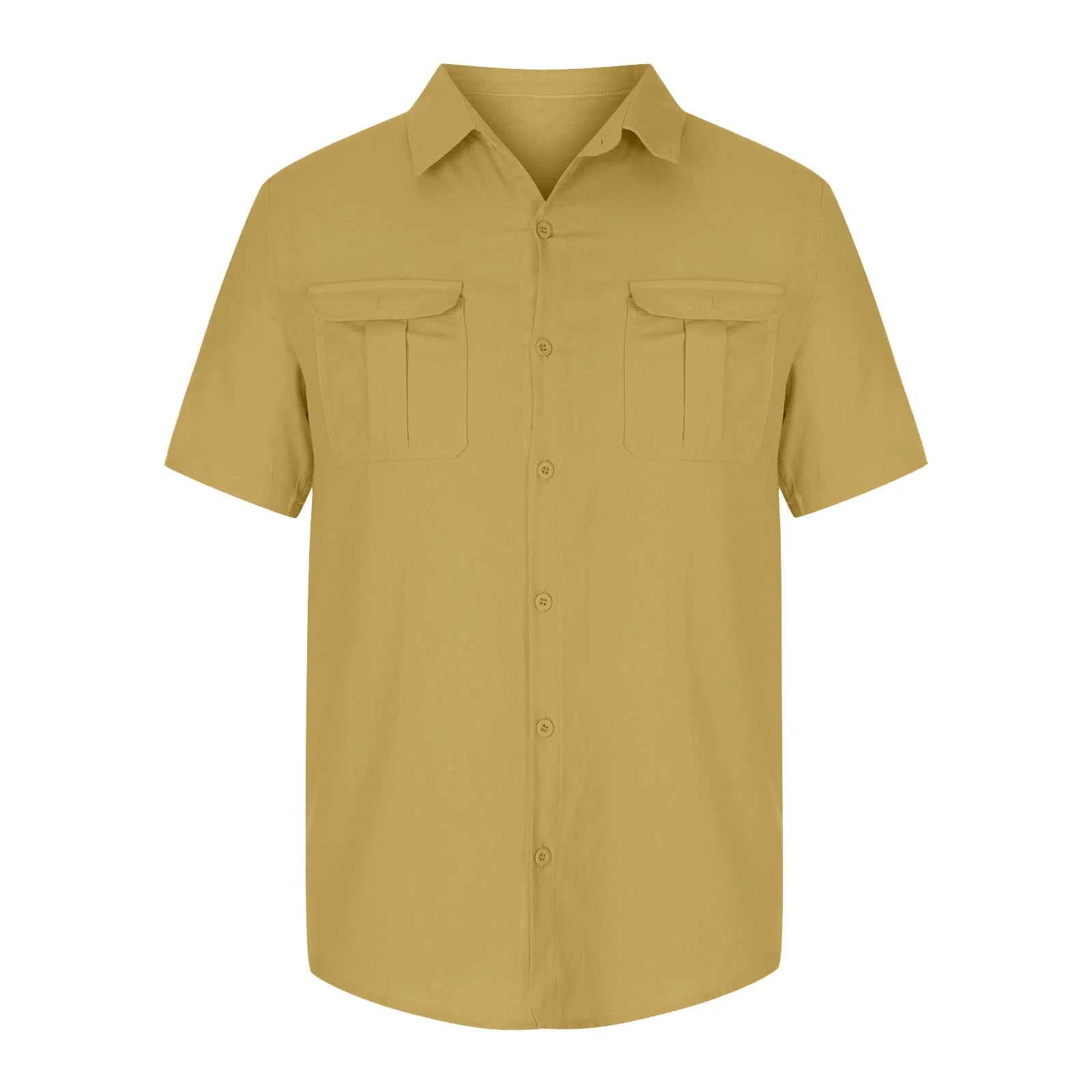Mens Short Sleeve Classic Shirts Fishing Casual Regular-Fit Button-Up Collared Plaid Double Pocket Dress Shirt Top Tees Blouses Men Short Sleeve Shirts Button up Clearance Beach Wedding Shirt M-5XL