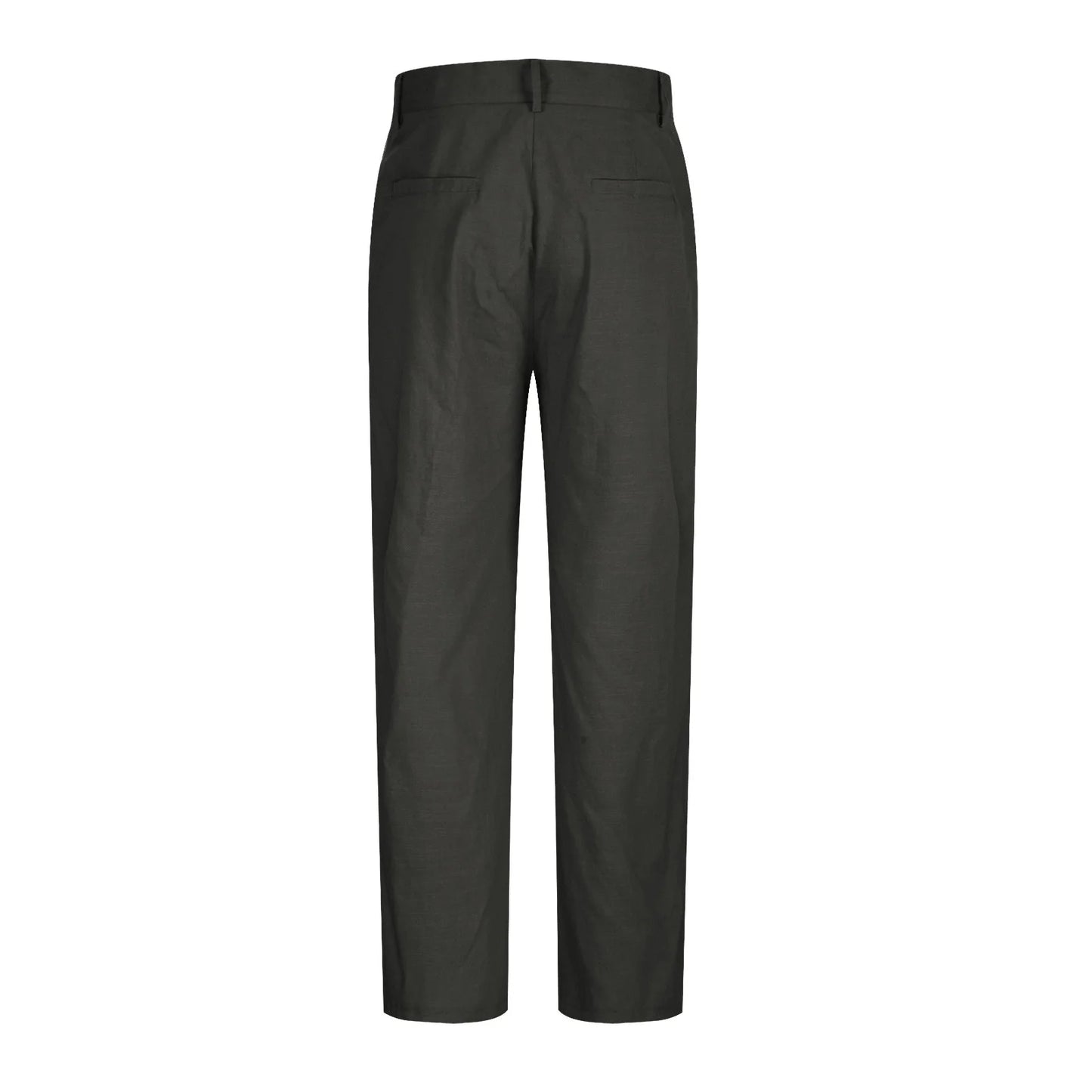 Cotton Linen Pants for Men Pleated Front Trouser Straight Leg Suit Trousers Solid Color Office Trouser Lightweight Linen Pant
