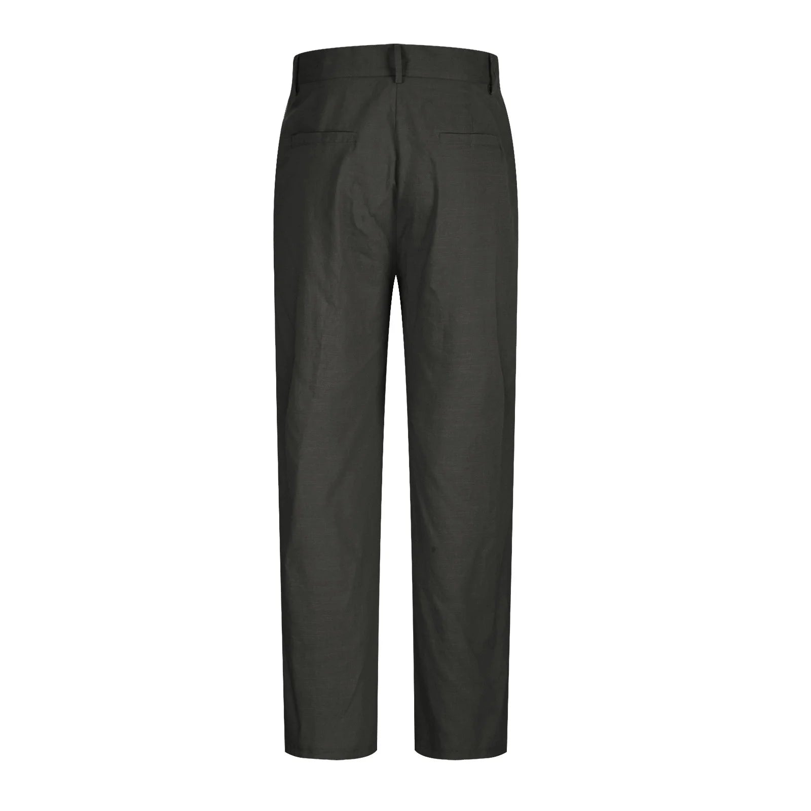 Cotton Linen Pants for Men Pleated Front Trouser Straight Leg Suit Trousers Solid Color Office Trouser Lightweight Linen Pant