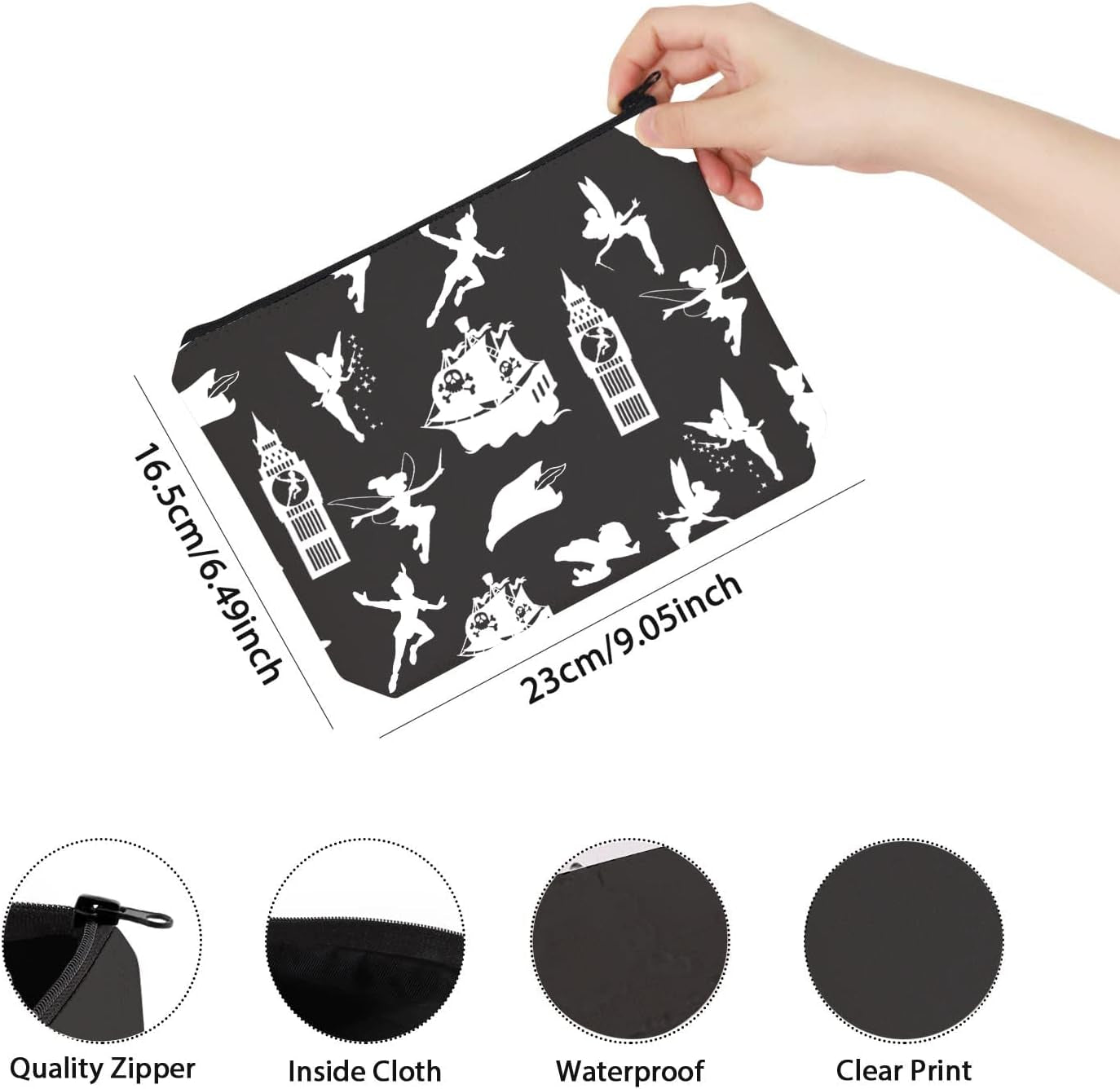 Fairytale Fans Cosmetic Bag Movie Merchandise Makeup Bag Cartoons Bag Gift for Women (Peter Pan)
