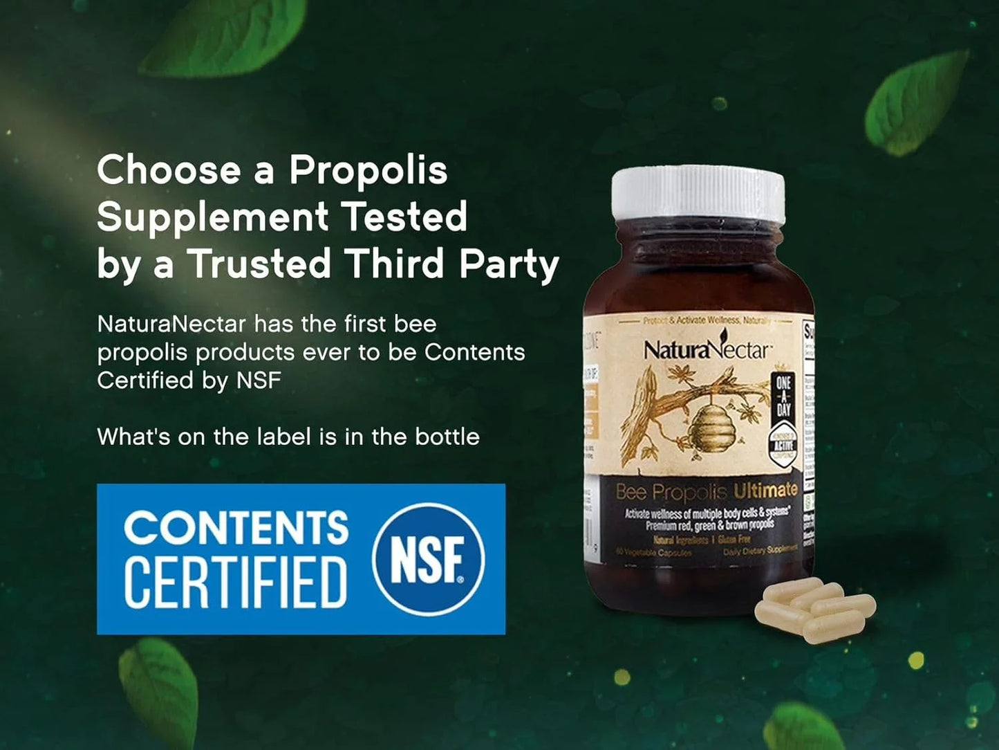 Bee Propolis Ultimate Vegetable Capsules Daily Dietary Supplements, 60 Count
