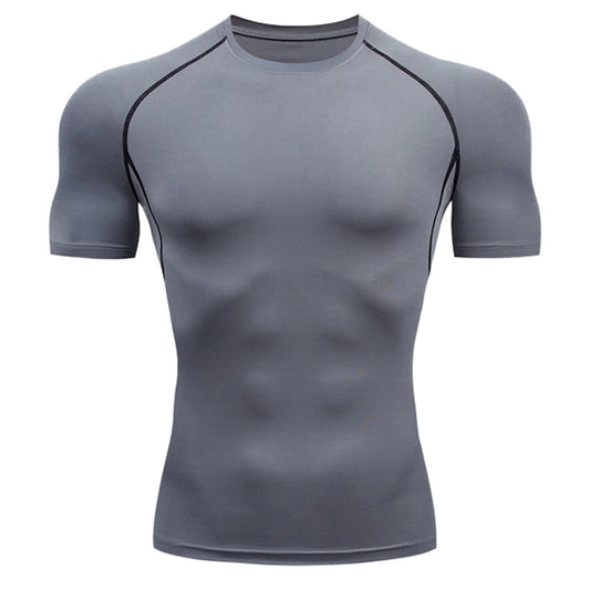 Athletic Workout Shirts for Men, Mens Summer Leisure Sports T Shirt Fashion Lapel 3D Gradient Short Sleeved round Neck T Shirt Men Compression Shirt Men, Mens Shirts Grey M