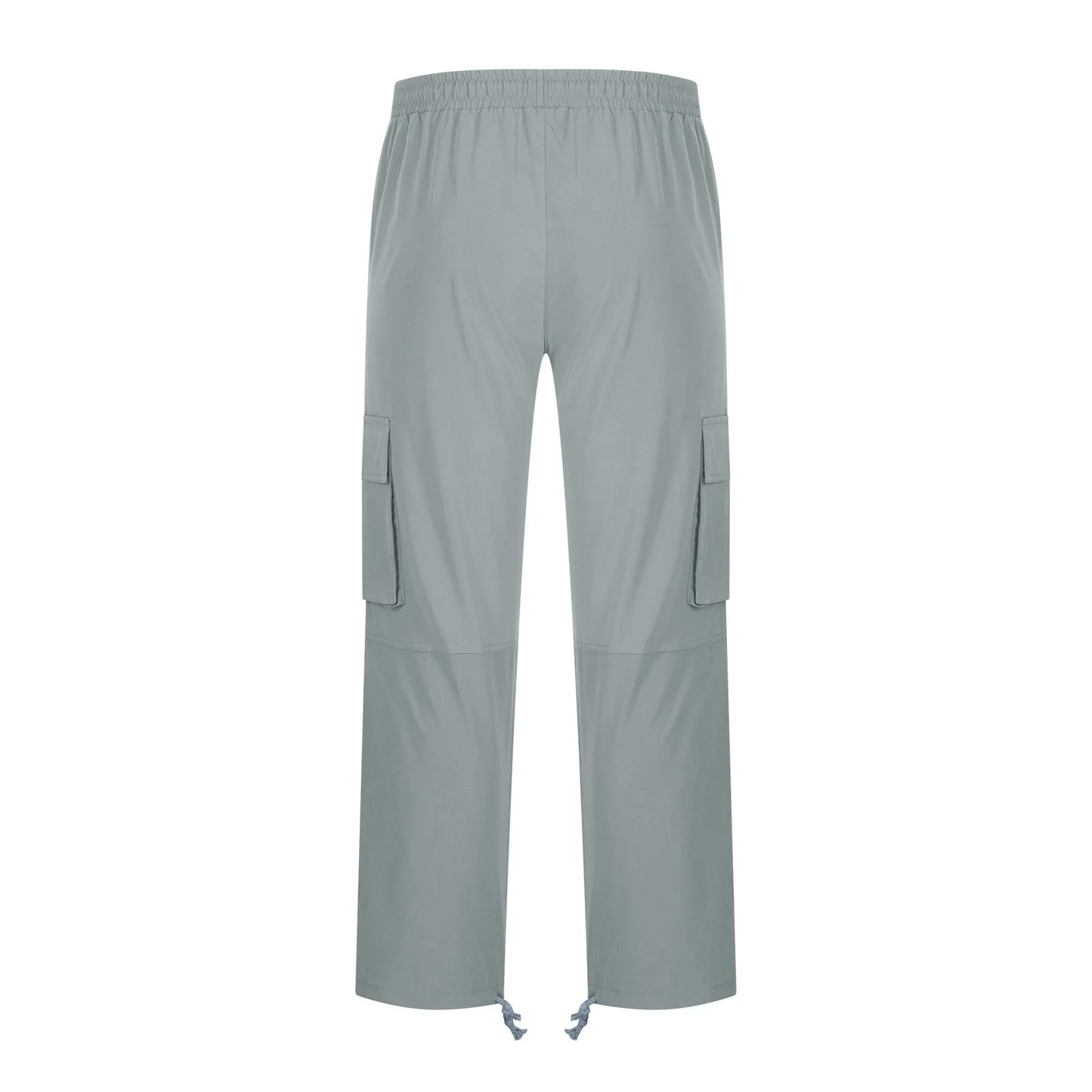 Trousers Full Length Pants for Men Solid 2025 Casual Multiple Pockets Outdoor Straight Type Fitness Pants Cargo Pants Trousers Gray
