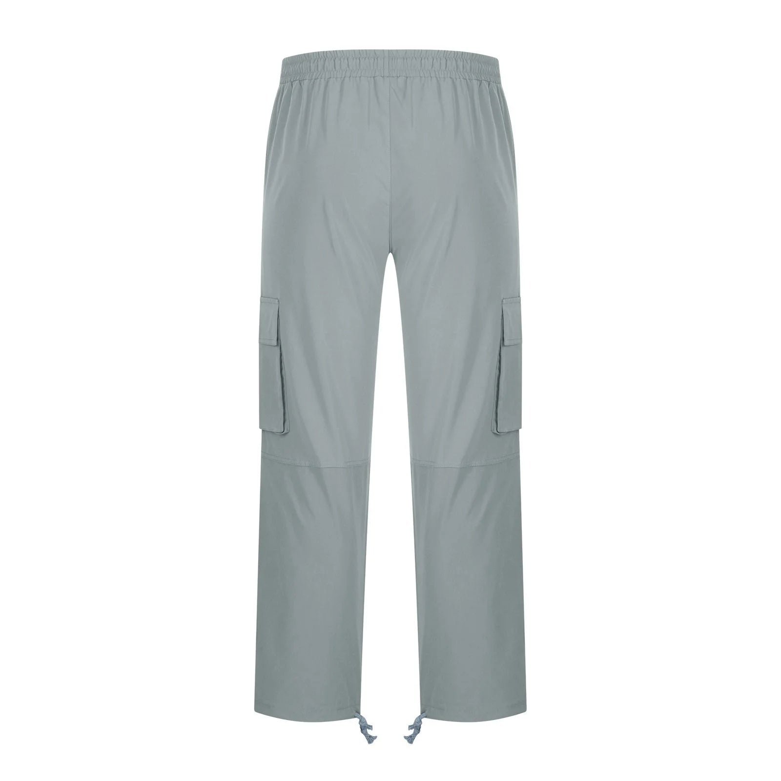 Trousers Full Length Pants for Men Solid 2025 Casual Multiple Pockets Outdoor Straight Type Fitness Pants Cargo Pants Trousers Gray