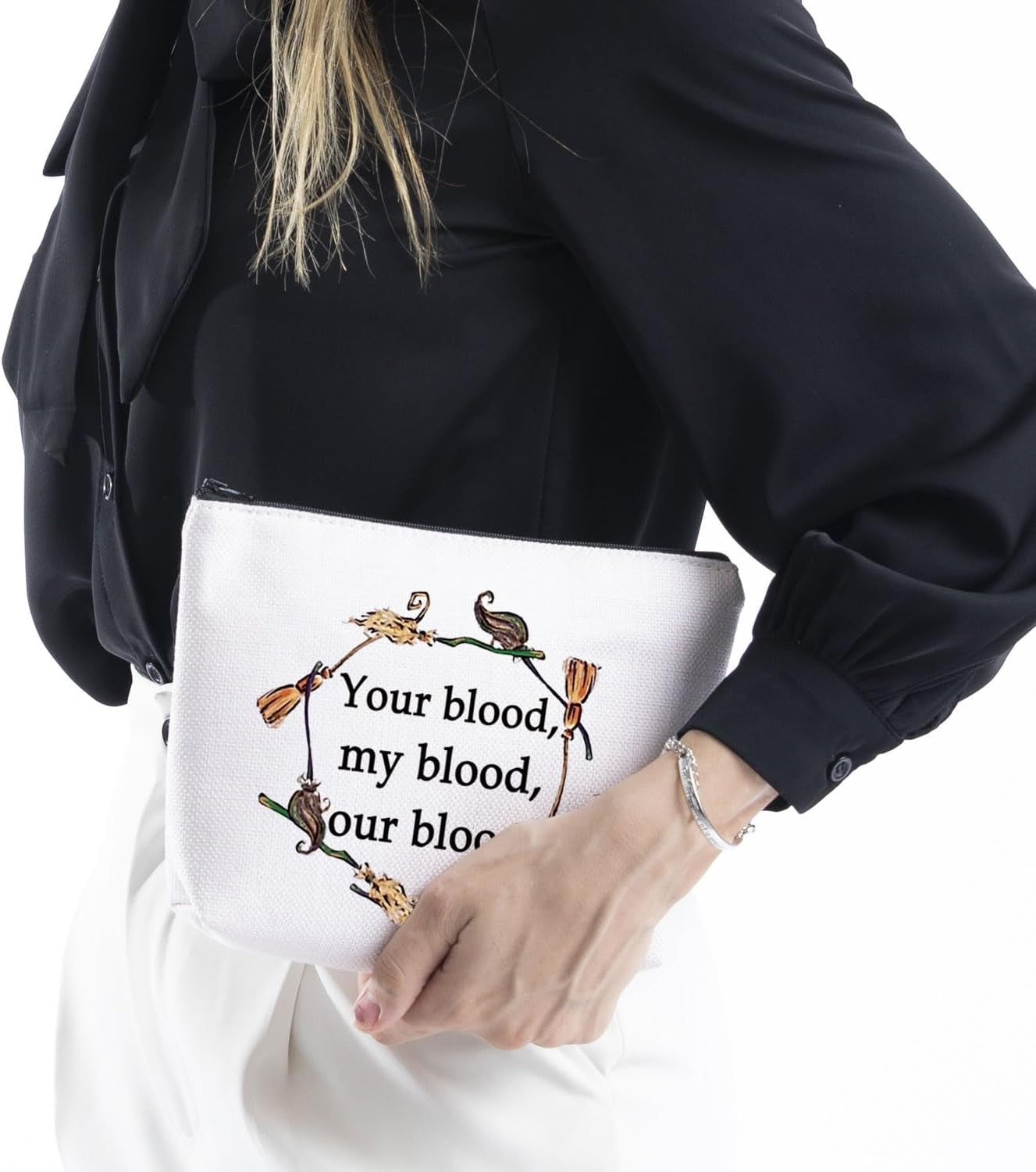 Magic Movie Quote Gift Halloween Witches Gift Witchy Movie Fan Zipper Pouch Makeup Bag (Your Blood)