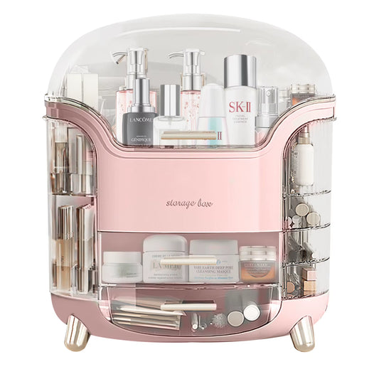Makeup Organizer and Storage, Cosmetics Organizer Box for Countertop with Lid & Drawers, Cosmetics Skincare Organizers Box With
