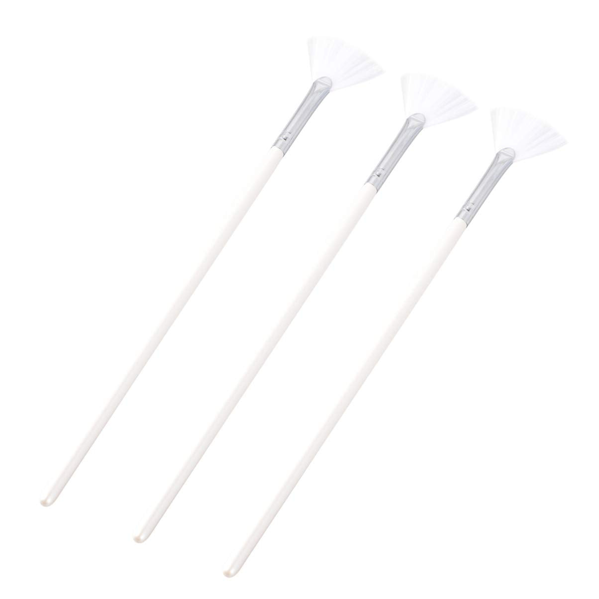 Fan 3Pcs Facial Soft Facial Mask Applicator Mask Long Handle Fan Shape Mask Diy Soft Makeup Cosmetic Tools for Peel Mask Makeup Facial Brush