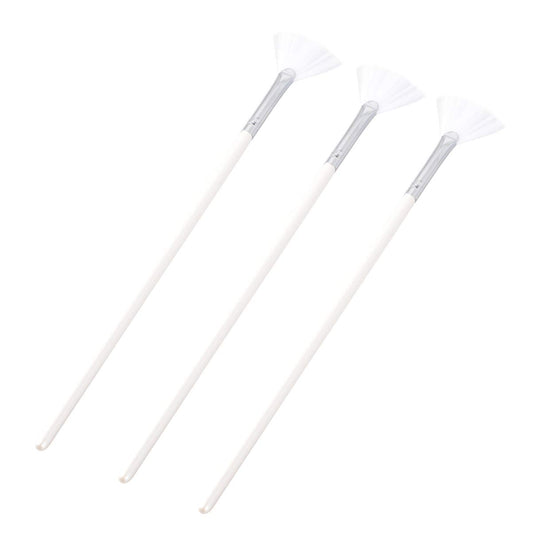 Fan 3Pcs Facial Soft Facial Mask Applicator Mask Long Handle Fan Shape Mask Diy Soft Makeup Cosmetic Tools for Peel Mask Makeup Facial Brush
