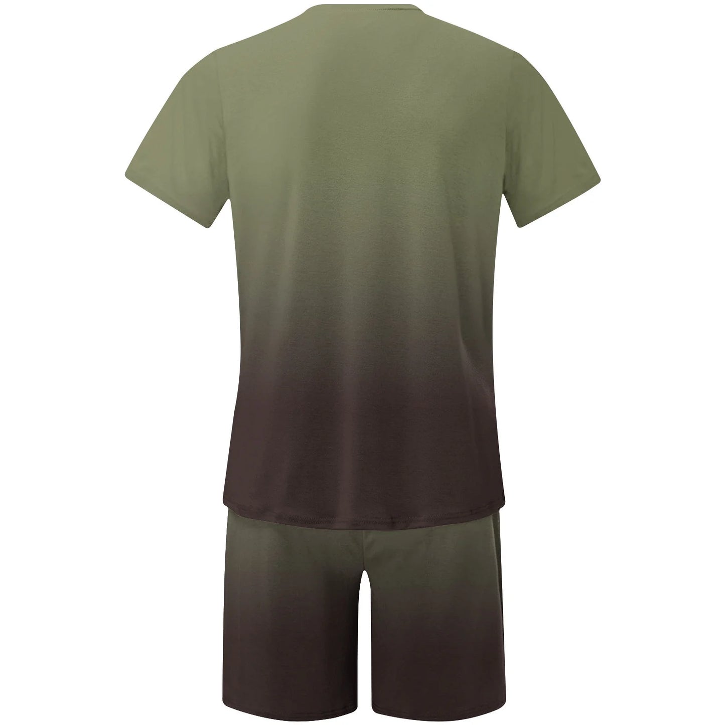 Mens Summer 2 Piece Tracksuit Gradient Color Crew Neck Pull-On Tee Tops and Double Pockets Plain Shorts Vacation Workout Shirts Sets