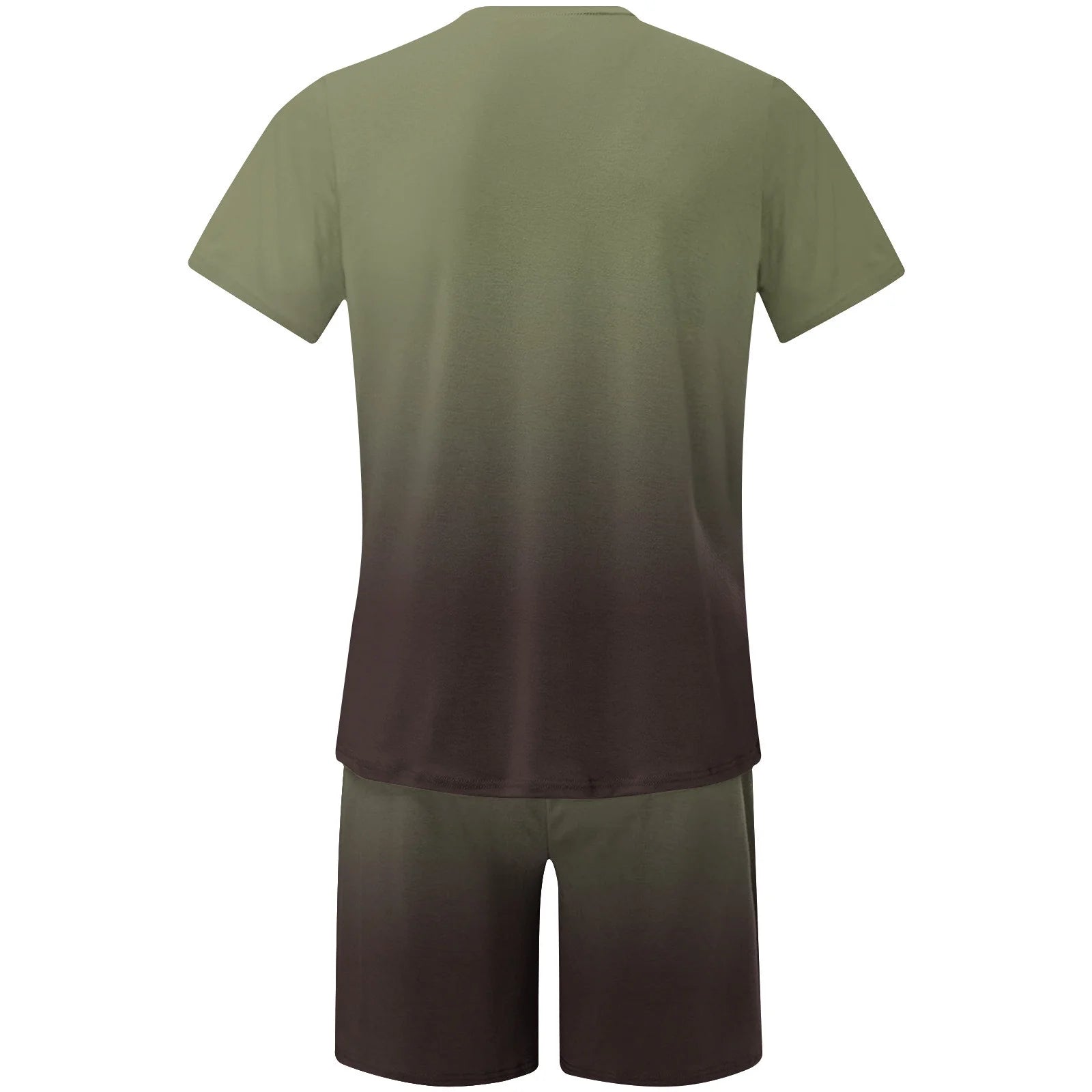 Mens Summer 2 Piece Tracksuit Gradient Color Crew Neck Pull-On Tee Tops and Double Pockets Plain Shorts Vacation Workout Shirts Sets