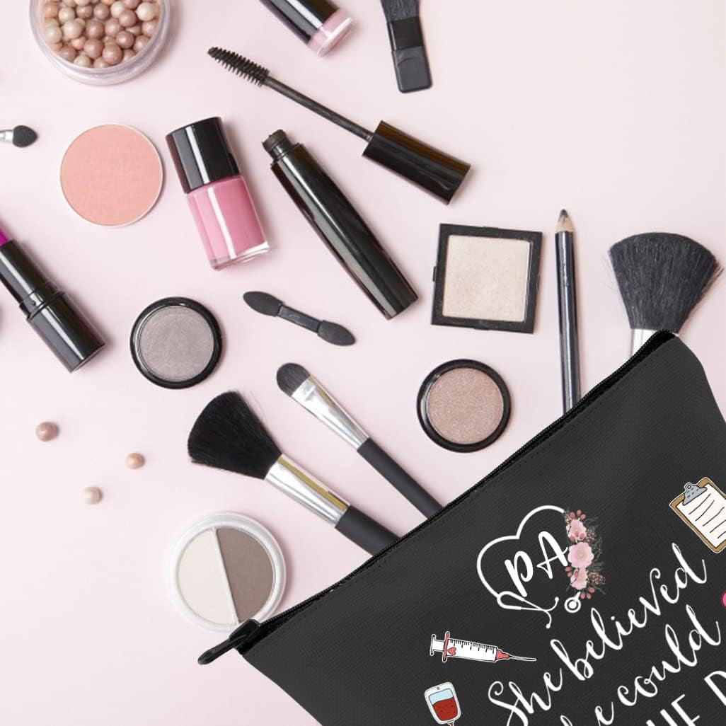 Physician Assistant Gift She Believed She Could so She Did 2023 Nurse Graduation Gift Makeup Bag (Blk-She Believed PA)