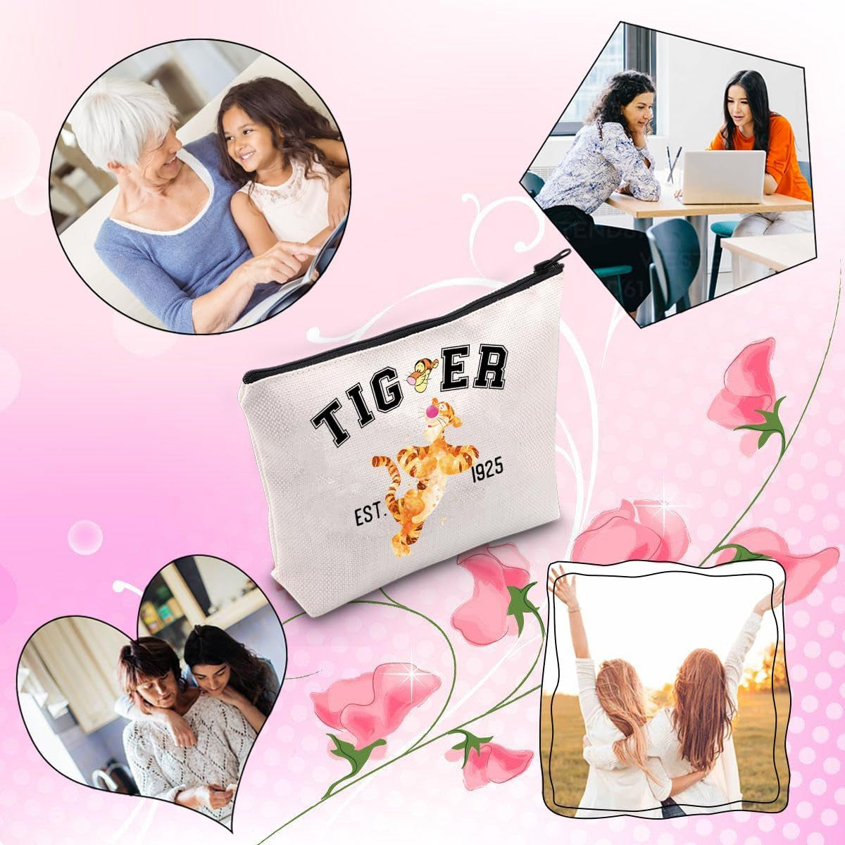 Animal Gift Cartoon Fans Gift Cartoon Love Gift Tiger St Patricks Day Zipper Pouch Makeup Bag (TIGGER)