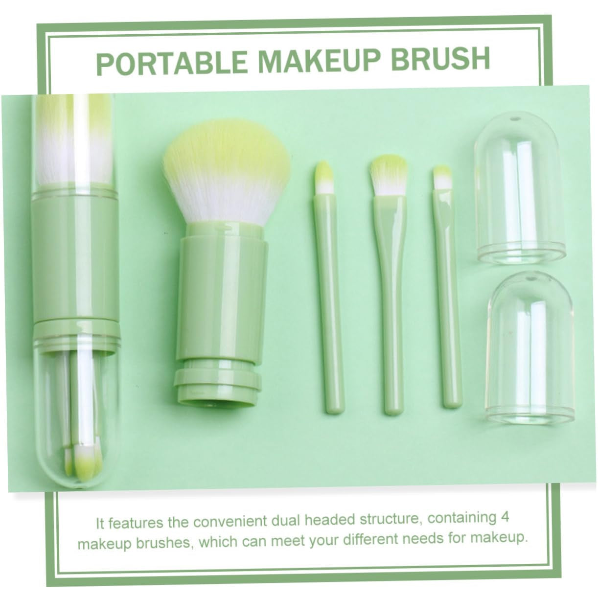 1Set Portable Dual-Ended Makeup Brush Synthetic Fibers for Powder Lip and Eyeliner Application Expandable Design for Daily Use and Travel