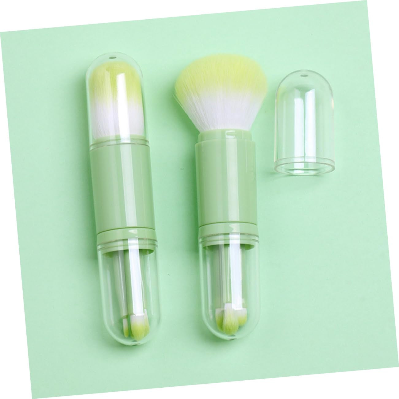 1Set Portable Dual-Ended Makeup Brush Synthetic Fibers for Powder Lip and Eyeliner Application Expandable Design for Daily Use and Travel