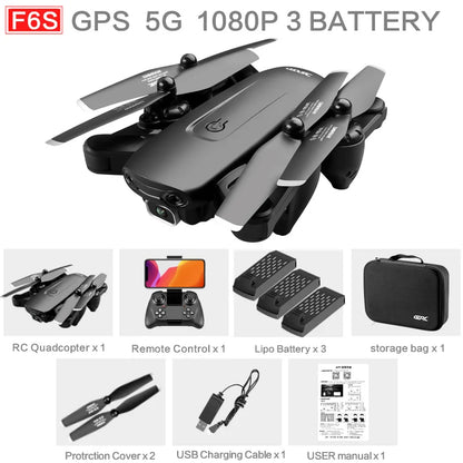 F6 GPS Drone 4K Camera HD FPV Drones with Follow Me Wifi Optical Flow Foldable RC Quadcopter Professional Dron Toys