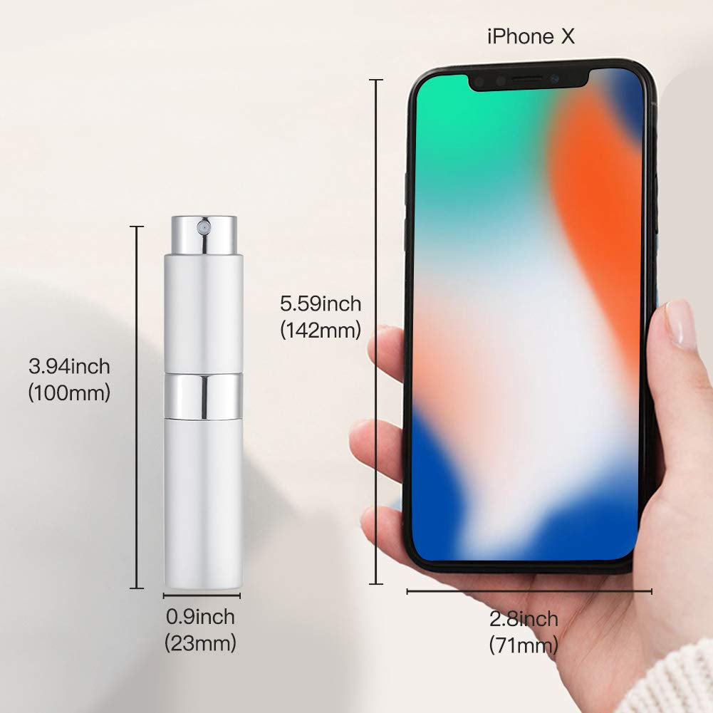 8ML Atomizer Perfume Spray Bottle for Travel (3 PCS) Empty Cologne Dispenser, Portable Sprayer for Men and Women (Black, Silver, Pink)