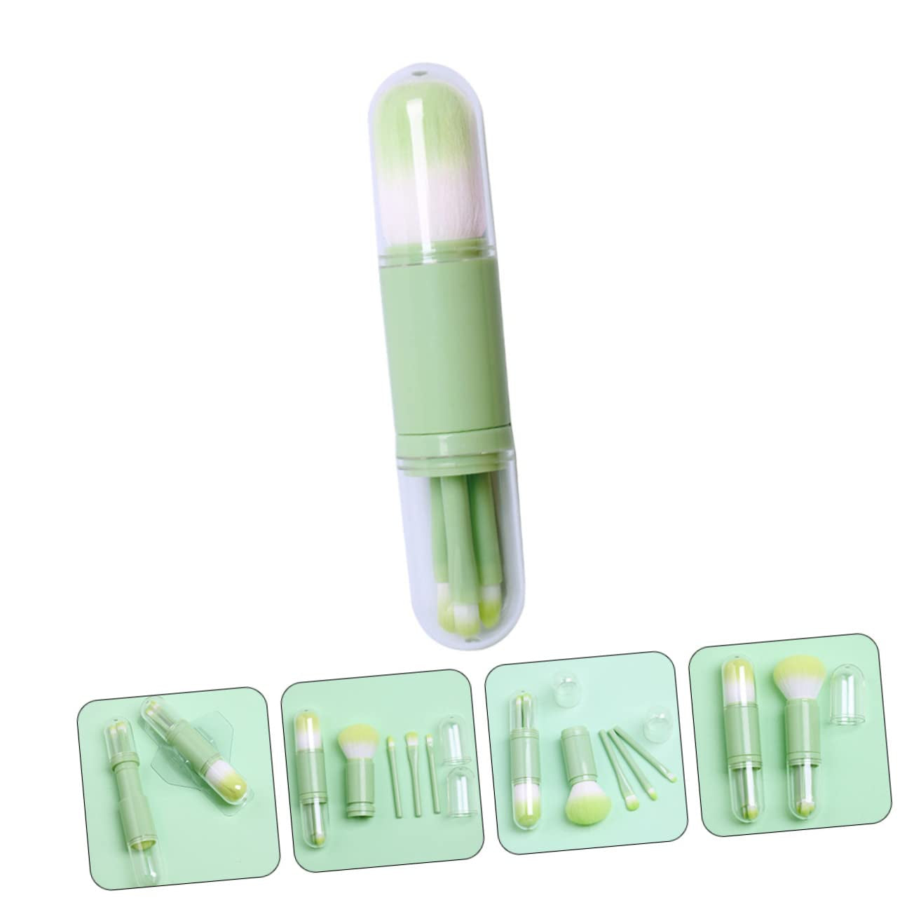 1Set Portable Dual-Ended Makeup Brush Synthetic Fibers for Powder Lip and Eyeliner Application Expandable Design for Daily Use and Travel