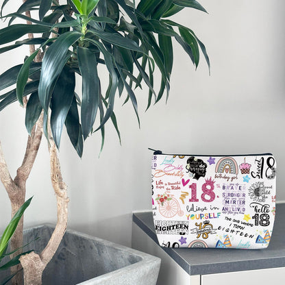 Happy 18Th Birthday Gift Official Adulthood 18 Birthday Hello 18 Canvas Zipper Pouch Bag (18 Birthday)