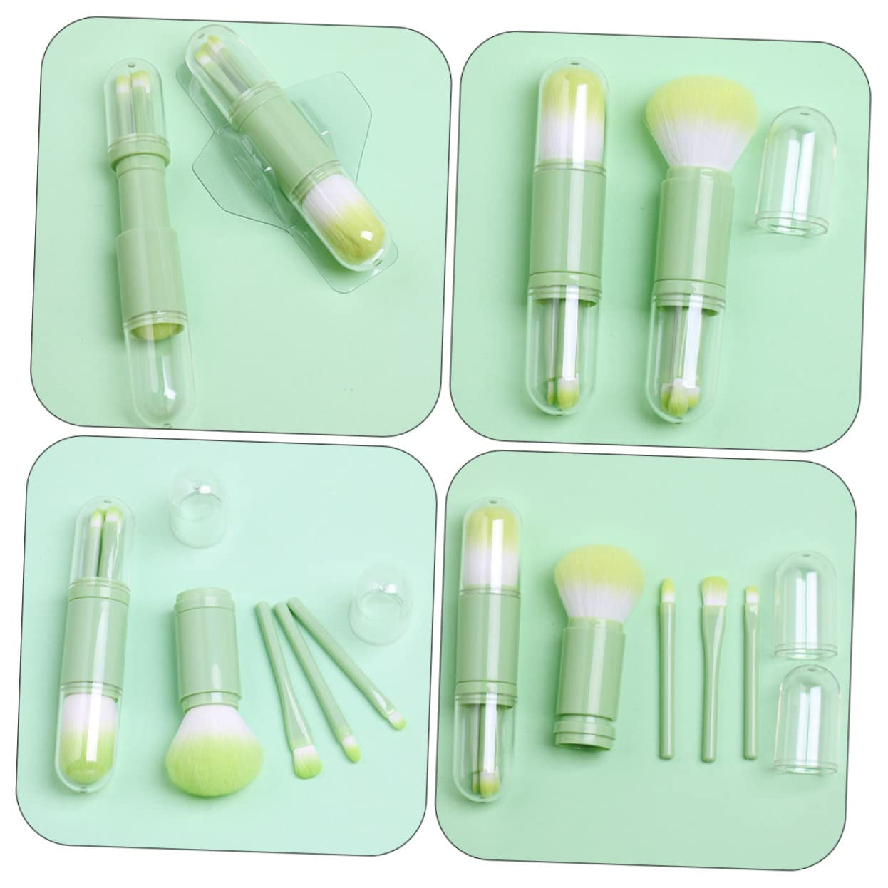 1Set Portable Dual-Ended Makeup Brush Synthetic Fibers for Powder Lip and Eyeliner Application Expandable Design for Daily Use and Travel