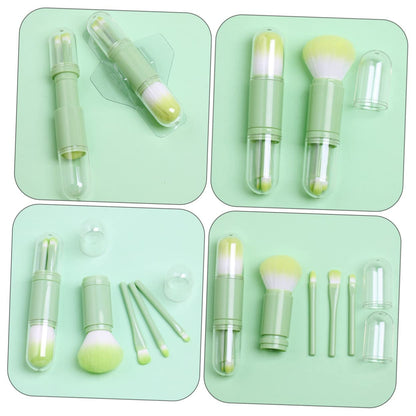 1Set Portable Dual-Ended Makeup Brush Synthetic Fibers for Powder Lip and Eyeliner Application Expandable Design for Daily Use and Travel