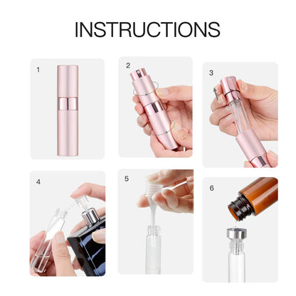 8ML Atomizer Perfume Spray Bottle for Travel (3 PCS) Empty Cologne Dispenser, Portable Sprayer for Men and Women (Black, Silver, Pink)