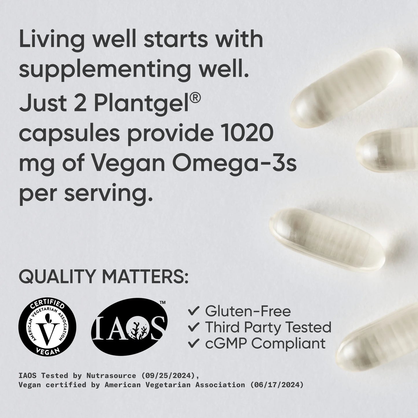 ® Highest Levels of Vegan Omega 3 DHA & EPA Softgel Fatty Acids (Carrageenan Free)