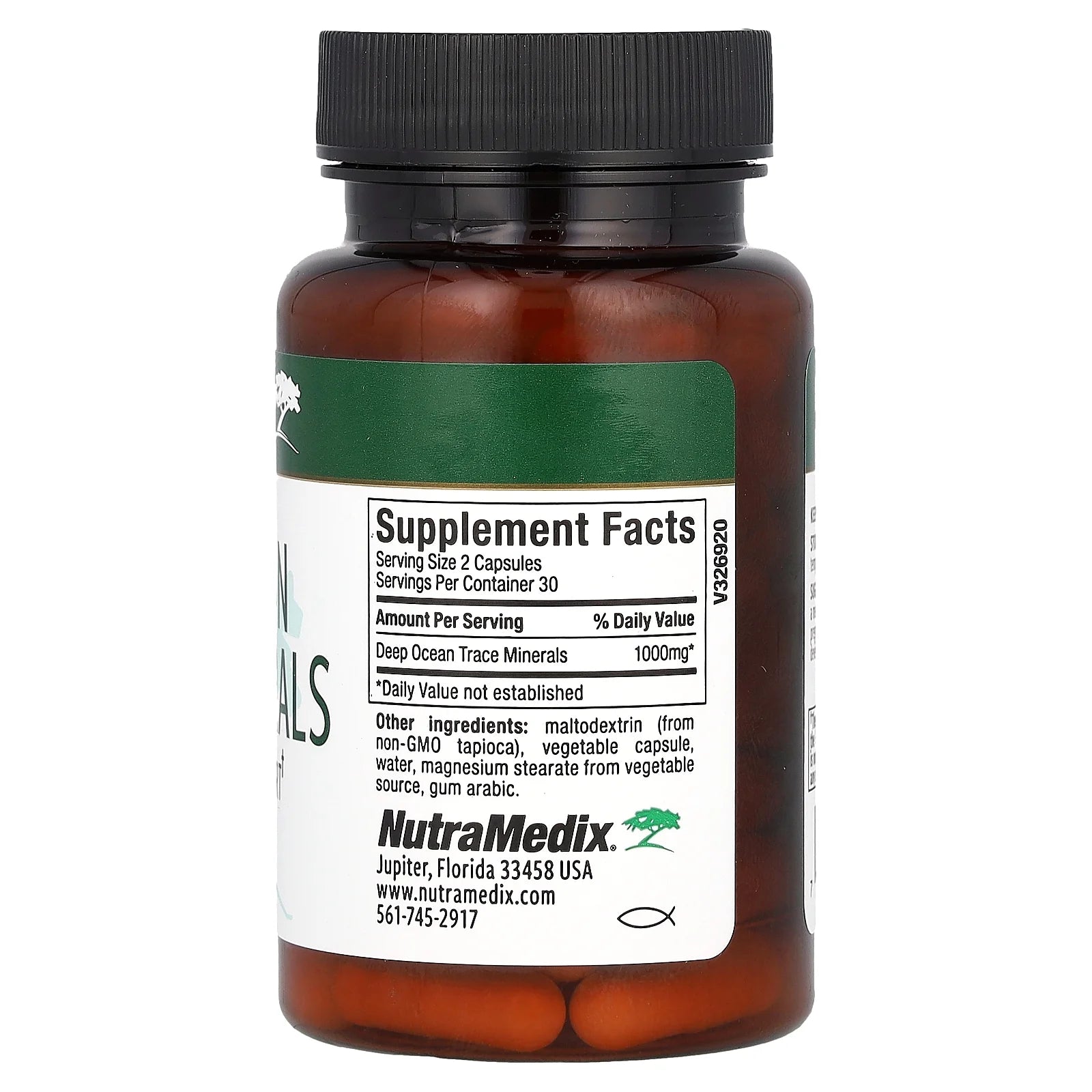 Deep Ocean Trace Minerals, Energy/Vitality Support, 60 Vegetable Capsules (500 Mg per Capsule)