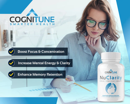Nuclarity Nootropic Brain Supplement for Memory, Focus & Mental Clarity with Ginkgo Biloba, 60 Capsules