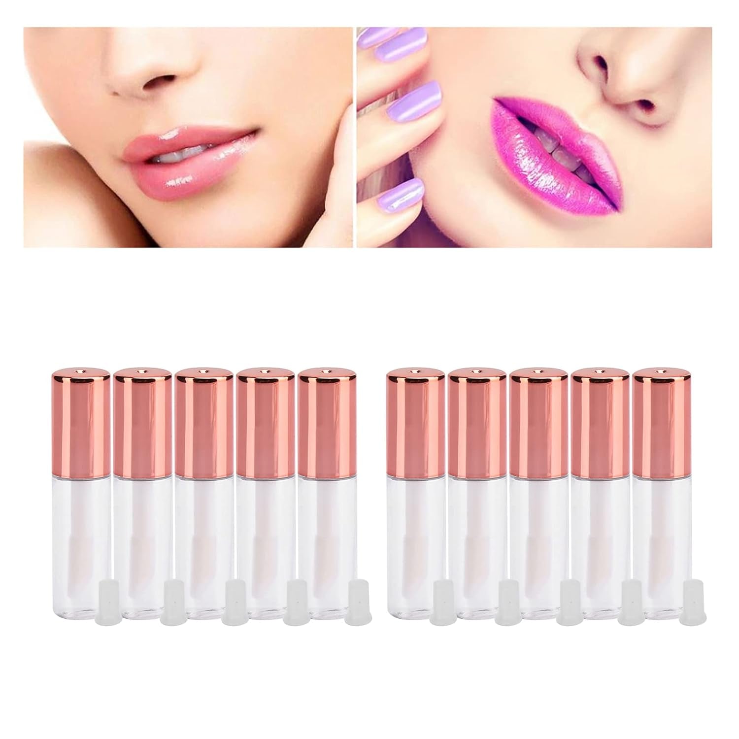 10Pcs Empty Lip Gloss Tubes Containers , Lip Gloss Tubes , Empty Lip Gloss Tubes , Clear Mini Refillable Lip Balm Bottles and Transfer Pipettes for Lip Samples Travel Split Charging Personally Constructed Makeup