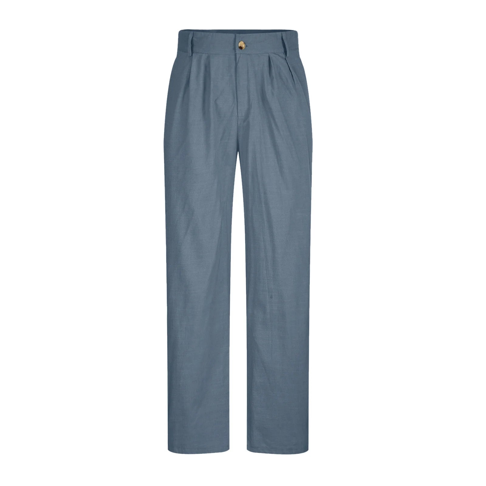 Cotton Linen Pants for Men Pleated Front Trouser Straight Leg Suit Trousers Solid Color Office Trouser Lightweight Linen Pant