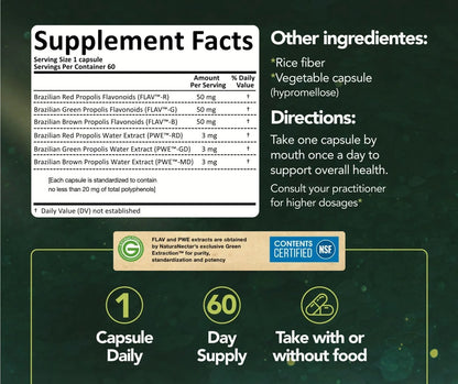 Bee Propolis Ultimate Vegetable Capsules Daily Dietary Supplements, 60 Count