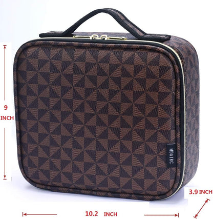Travel Makeup Train MAKE up Case Makeup Cosmetic Case Organizer Portable Artist Storage Bag with Adjustable Dividers for Cosmetics Makeup Brushes Toiletry Jewelry Digital Accessories