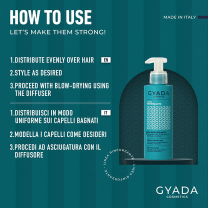 GYADA Strengthening and Repairing Hair Gel with Spirulina - Defines Curly Hair & Straight Hair - Prevents Breakage and Dehydration - Vegan & Green Formula - Cruelty Free - 5.07 Fl Oz