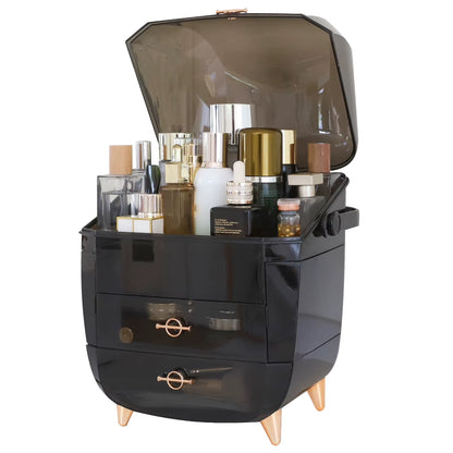 Makeup Organizer for Vanity, Portable Skincare Organizers with Lid and Drawers, Makeup Storage & Cosmetic Display Case for Count