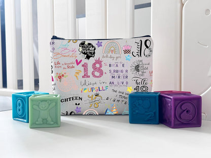Happy 18Th Birthday Gift Official Adulthood 18 Birthday Hello 18 Canvas Zipper Pouch Bag (18 Birthday)