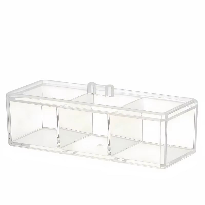 1Pc Cosmetics Storage Box, Minimalist Clear 3 Grids Cosmetics Container for Home, for Bathroom Collection, Bedroom Collection,