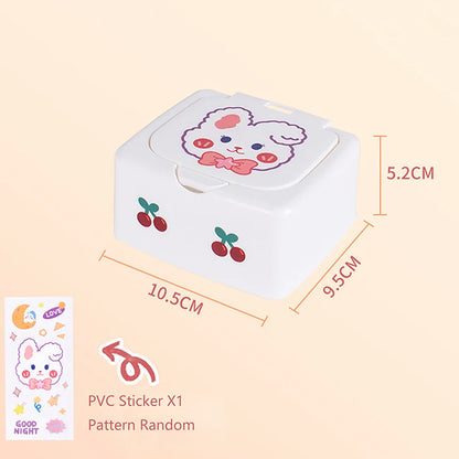 Kawaii Cartoon Desk Organizer Box Button Cosmetics Storage Box with Lid Mini Jewelry Organizer Cosmetics Makeup Container