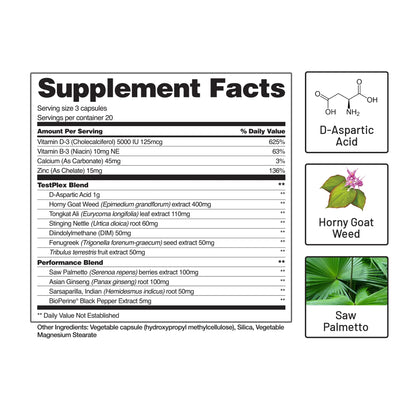 Nitric Oxide Booster, Endurance Workout Dietary Supplement, 60 Count