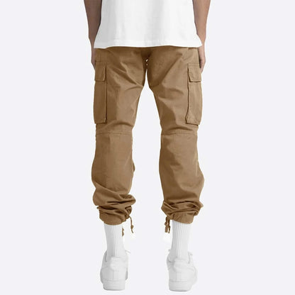 Trousers Full Length Pants for Men Solid 2025 Casual Multiple Pockets Outdoor Straight Type Fitness Pants Cargo Pants Trousers Gray